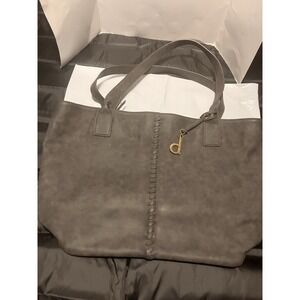B.O.C. Born Of Concept Gray Shoulder Tote Vertical Stitch Seam Vegan Leather Bag